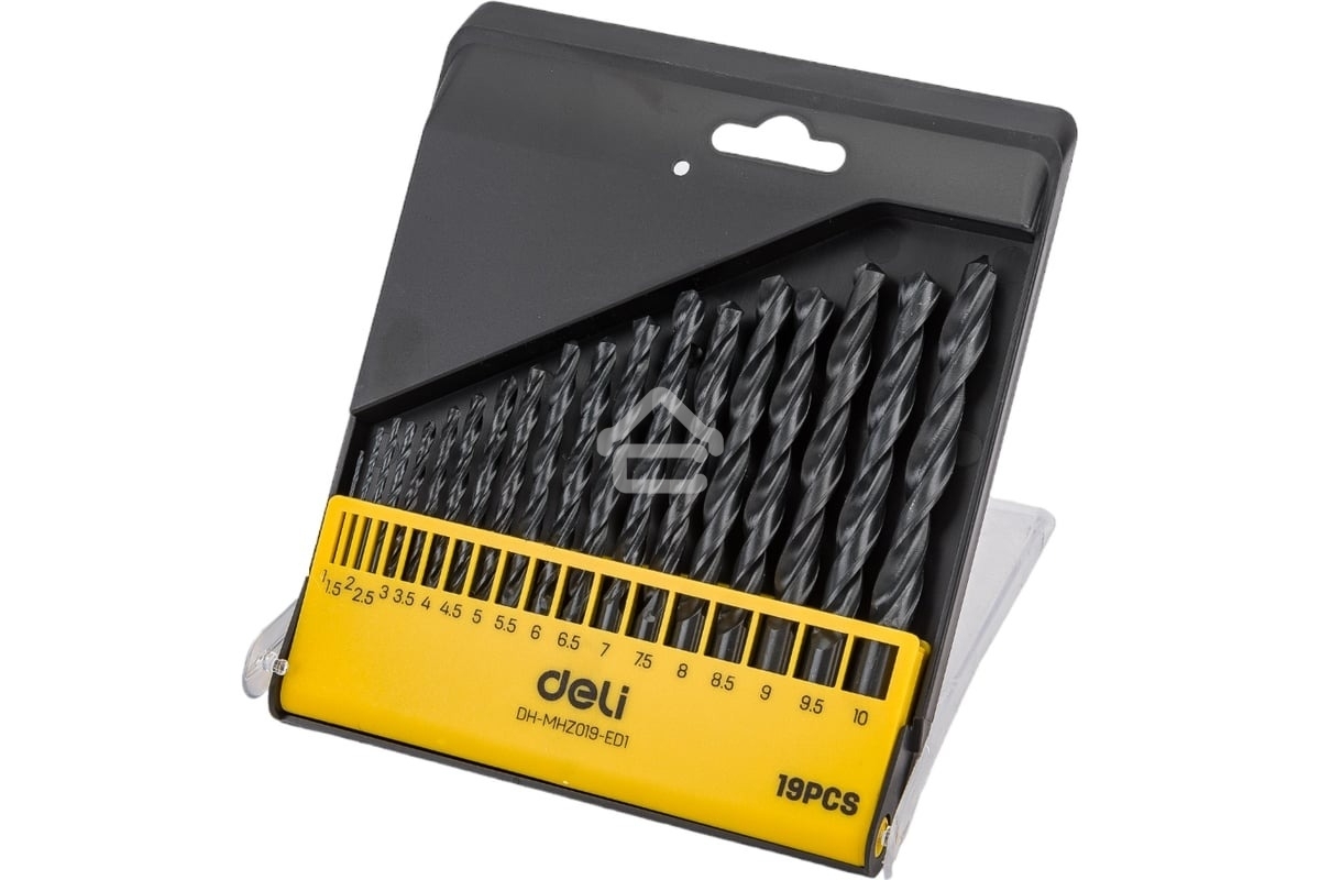 Набор ручного инструмента Deli Набор сверл по металлу HSS (1-10мм, 19 шт) Deli DH-MHZ019-ED1 пластиковый кейс
