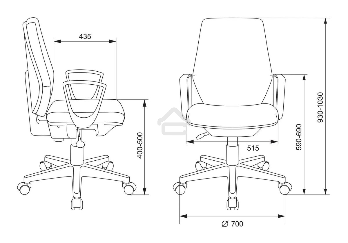 Кресло офисное Бюрократ CH-W545 серый 38-404, крестовина пластик, пластик белый