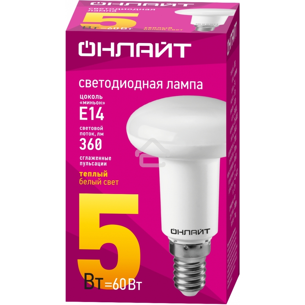 Лампа светодиодная ОНЛАЙТ 71651 OLL-R50-5-230-2.7K-E14