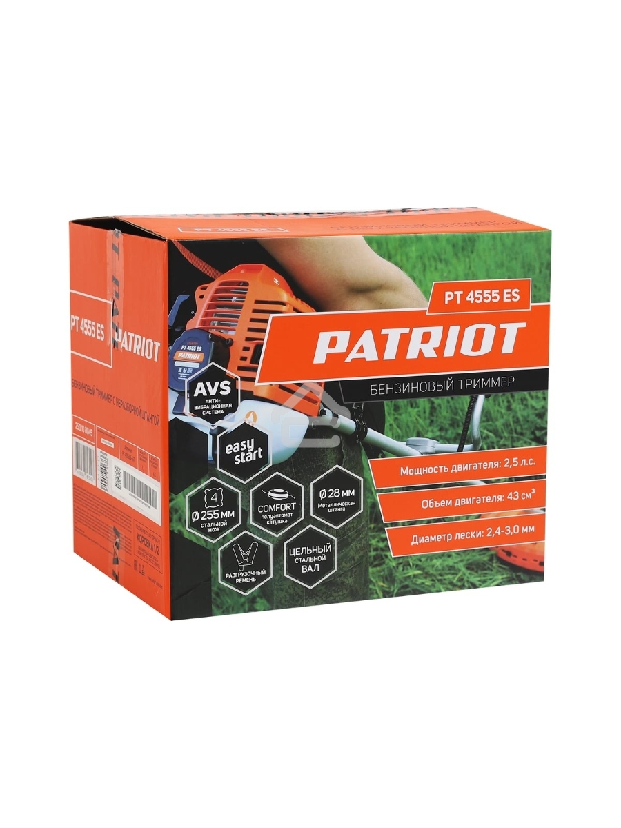 Бензиновый триммер PATRIOT PT 4555ES Country, с неразборной штангой