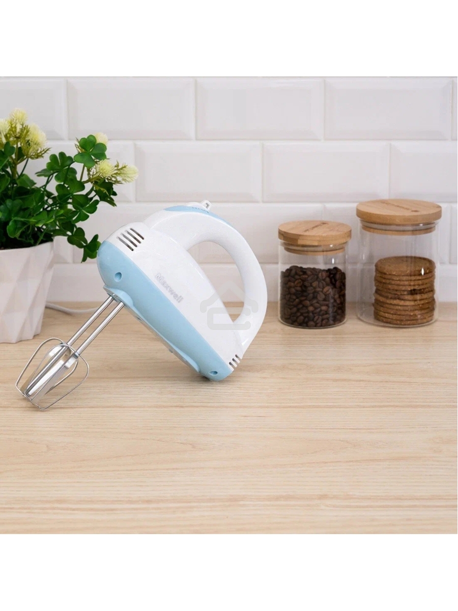 Миксер Maxwell MW-1360(W) Мощность 300 Вт.5 скорост. режимов.Номинальная потребляемая мощность 120 В