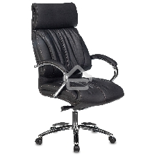 Кресло руководителя Бюрократ T-9904NSL черный, кожа, с подголов. крестовина металл хром