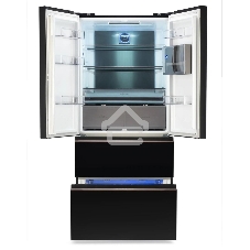 Холодильник Hyundai CM55043F черный стекло трехкамерный, 354/186, морозилка снизу, No Frost, Side by Side