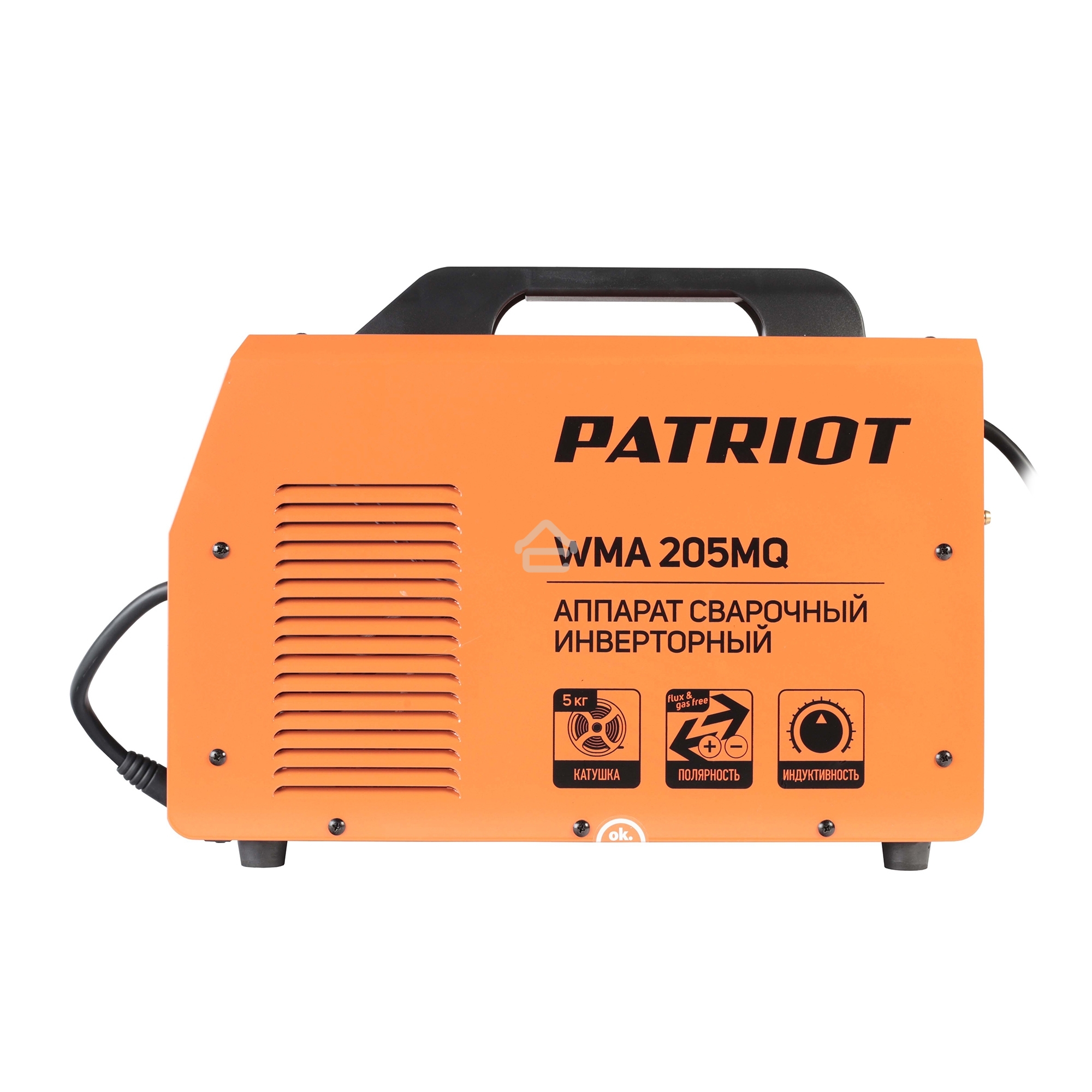 Полуавтомат сварочный инверторный PATRIOT WMA 205MQ MIG/MAG/MMA, полуавтоматическая сварка в среде газа (MIG/MAG) стальной и флюсовой проволокой 0.6/0.8 мм, сварка электродом (MMA) до 4мм, сварочный ток в режиме MIG: 40-200А; сварочный ток в режиме MMA: 4