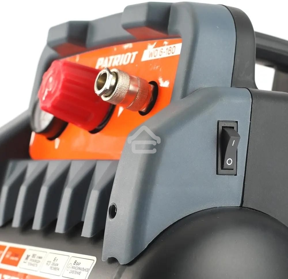 Компрессор поршневой Patriot WO 6-180 безмасляный 180л/мин 6л 1100Вт черный/оранжевый