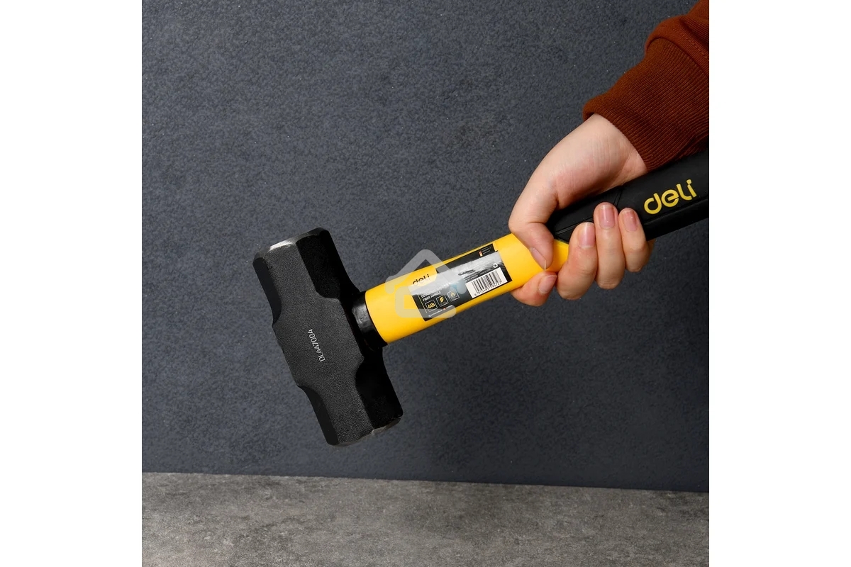 Кувалда Deli DL447004 1,8кг, рукоятка из высокопрочного стекловолокна