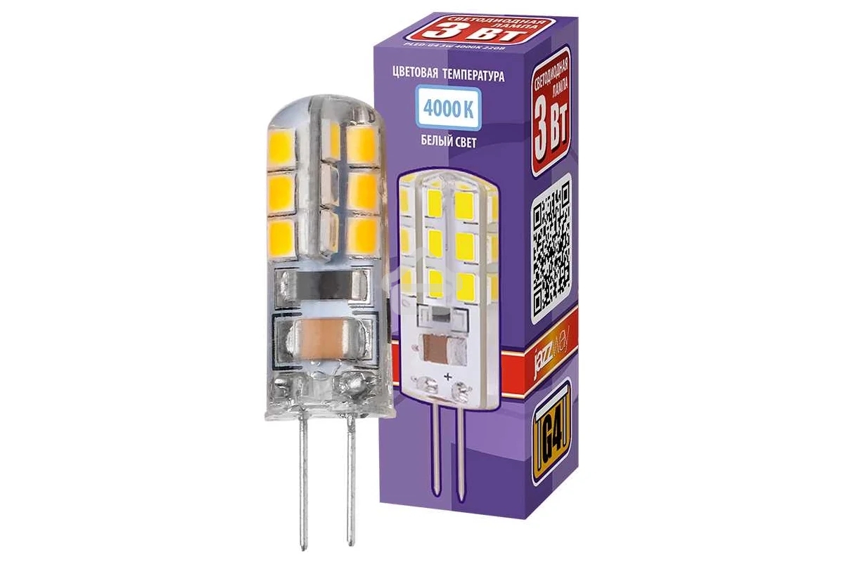 Лампа светодиодная JazzWay PLED-G4 1032072 3 Вт капсульная 4000 К, белый G4 200 лм 220-230В