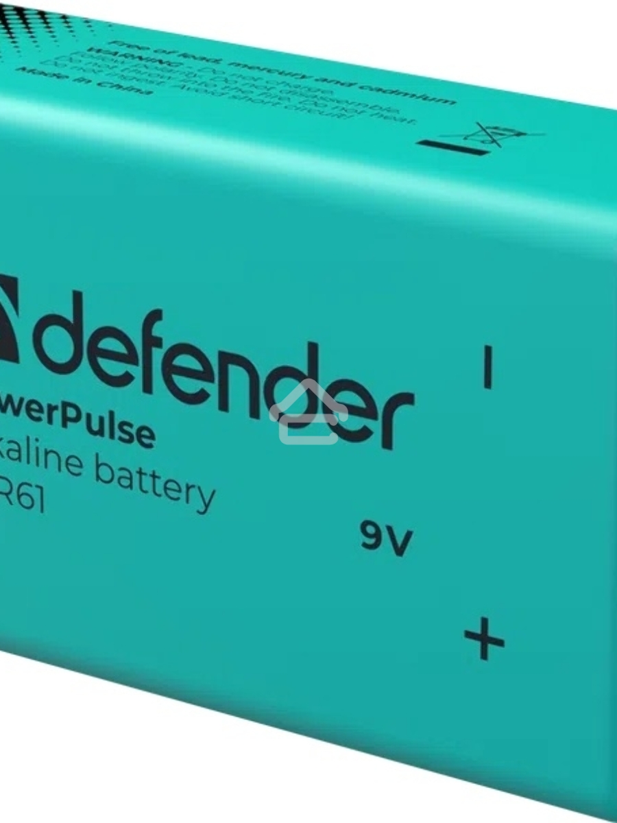 Батарейка алкалиновая Defender 6LR61-1BL (Крона) 9V, блистер, 1 шт., PowerPulse