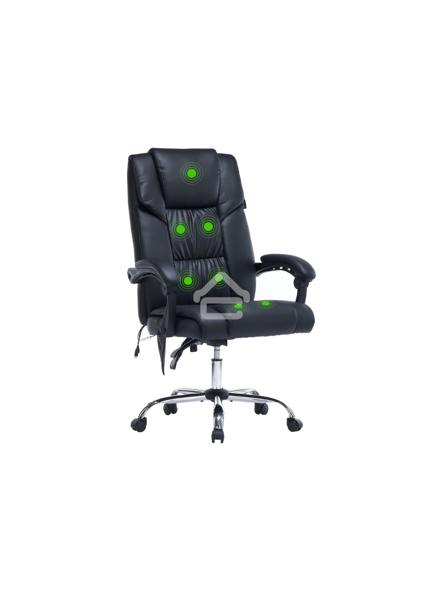 Кресло офисное Cactus CS-CHR-OC02M-BK черный, эко.кожа, крестов. сталь