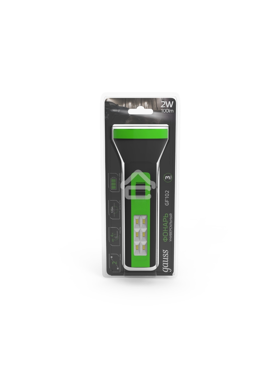 Фонарь ручной GAUSS GFL102 2W 100lm lead acid 250mAh LED