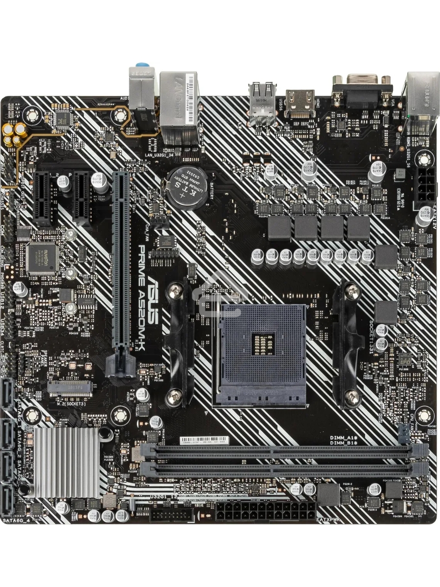 Материнская плата ASUS PRIME A520M-K, AM4, AMD A520, 2xDDR4, 4xSATA, 1xM.2, 1xPCIe 3.0 x16, 1xPCIe x1, 1xHDMI, 1xVGA, 1x 1Gb LAN, 2xUSB-A 2.0, 4xUSB-A 3.2 Gen 1, 3x3.5 мм, 7.1, mATX