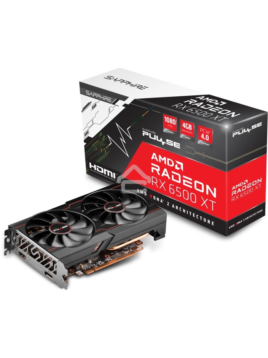 Видеокарта Sapphire RX6500XT Gaming OC Pulse 11314-07-20G AMD Radeon RX 6500XT 4Gb 64bit GDDR6 PCI-E 4.0 2685/18000 HDMIx1 DPx1 HDCP Ret