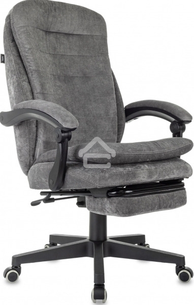 Кресло руководителя Бюрократ T-9950MSG-F Fabric серый Light-19, крестов. пластик, подст. для ног