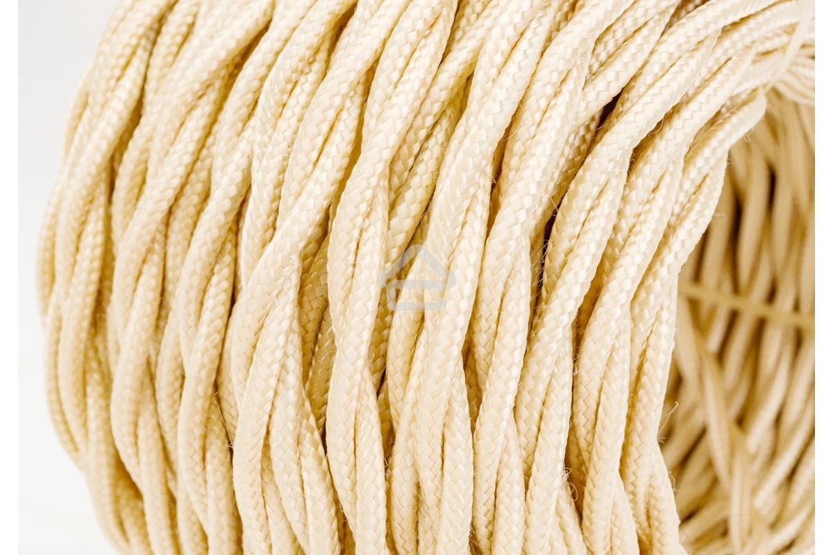 Провод ретро Bironi B1-424-719-50 2х1.5 матовый, песочное золото (уп. 50 м)