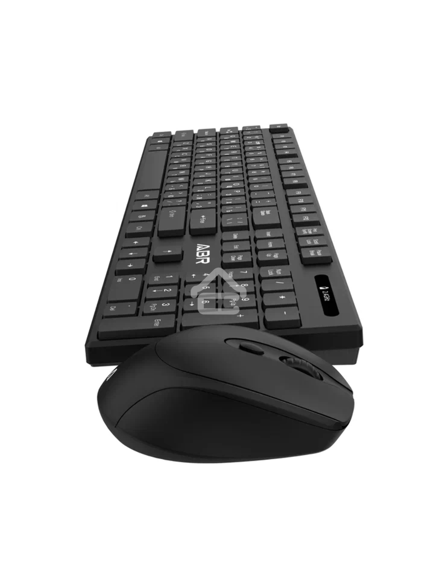 Клавиатура и мышь ABR KW814 черный, интерфейс USB, беспроводной, 2.4G, RU/EN