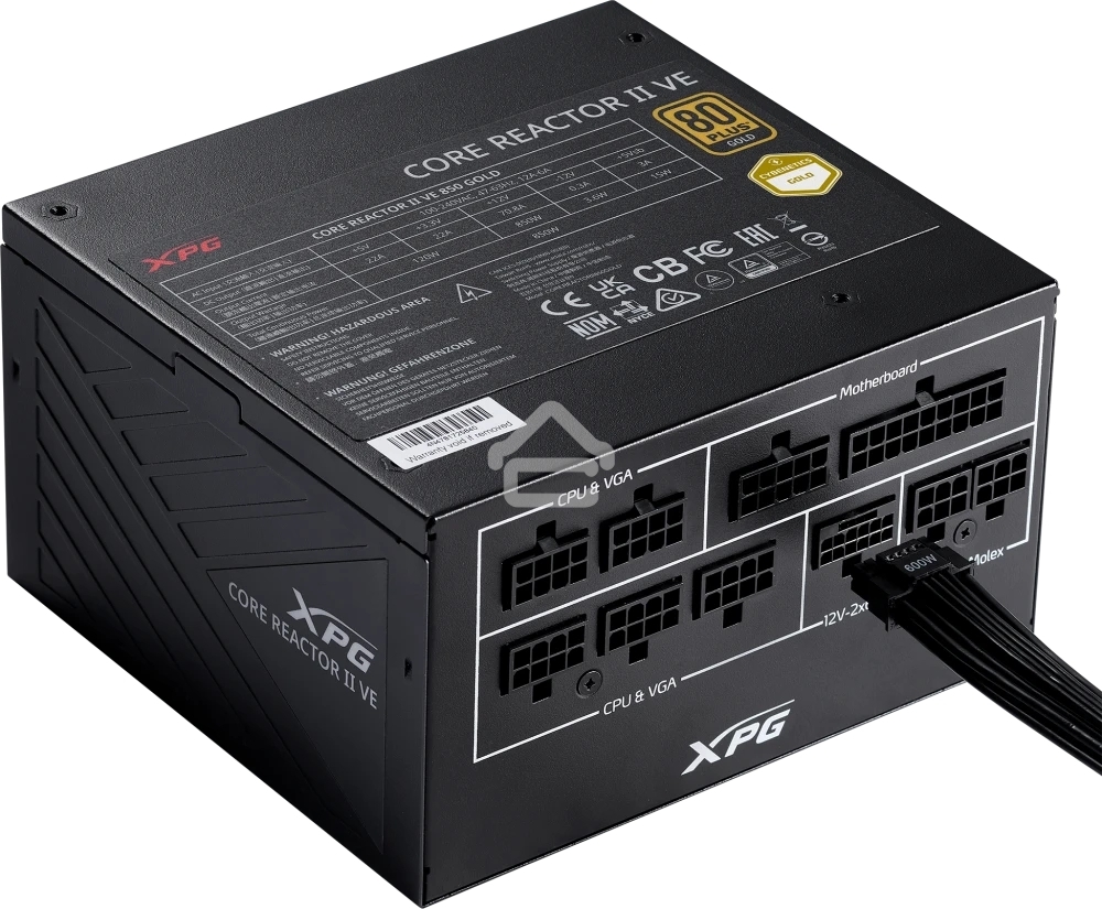 Блок питания ADATA XPG COREREACTORIIVE850G-BKCEU, 850Вт, 80 PLUS Gold, 120мм, модульный, черный