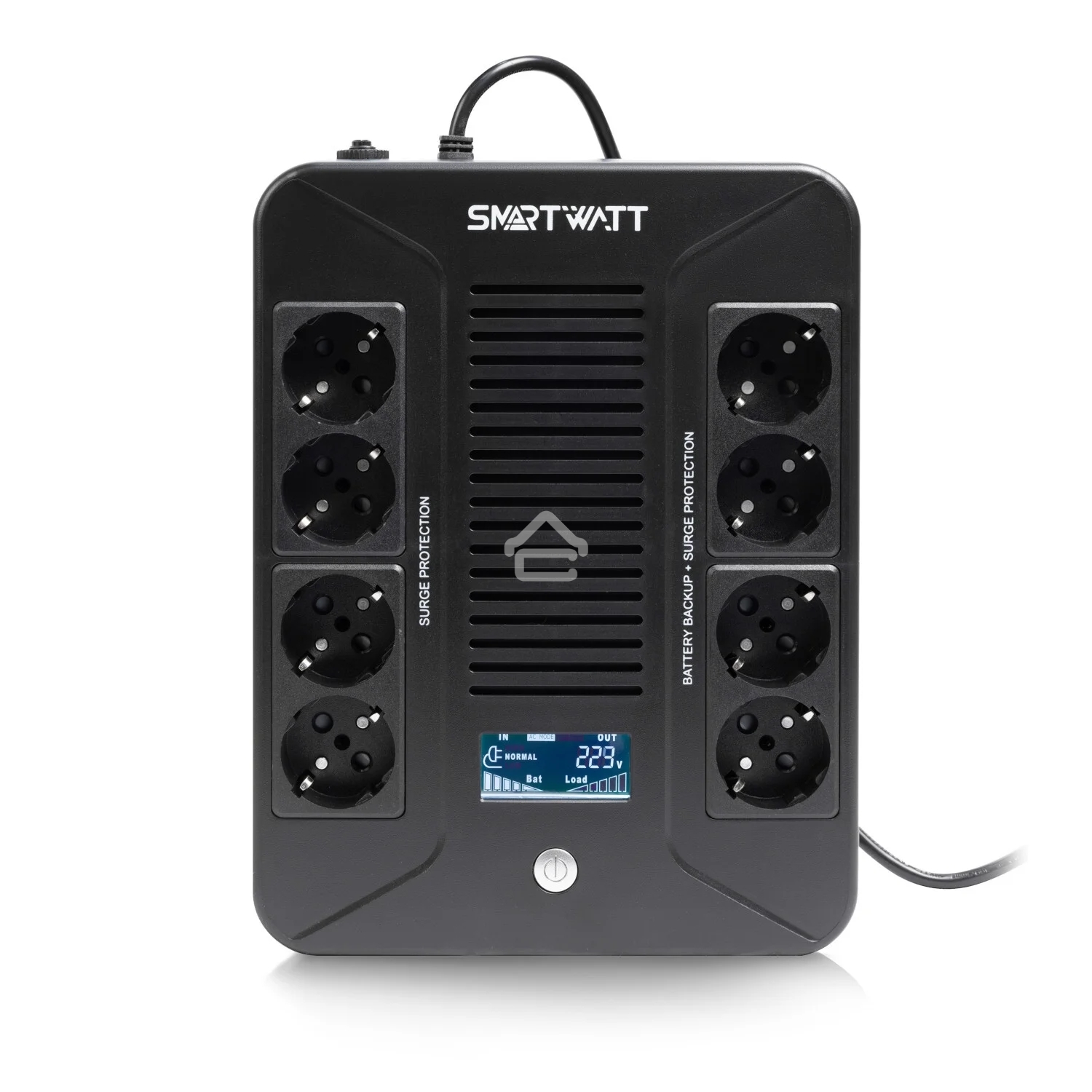 Источник бесперебойного питания SMARTWATT UPS SAFE PRO LCD 600 Line-interactive 600VA/360W Brick (Euro x8, USB, RJ11/RJ45 protection, LCD, 275x210x9