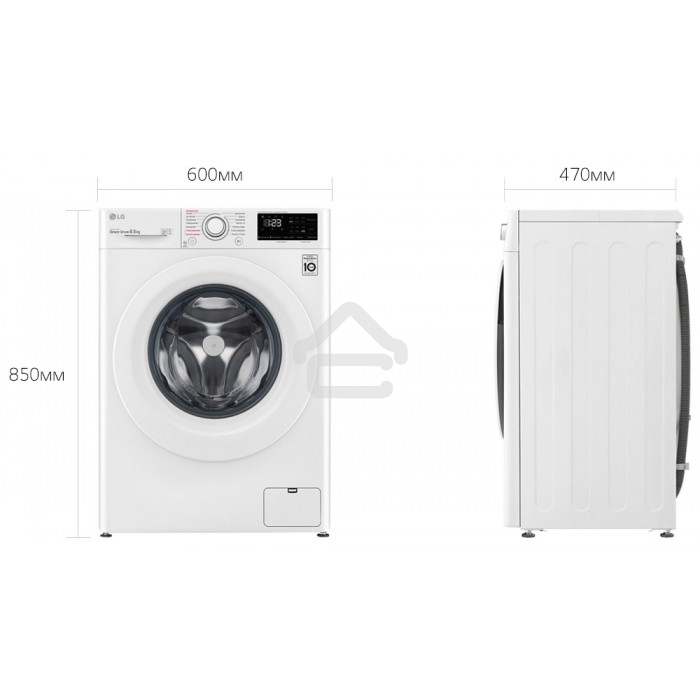 Стиральная машина LG F2V3PS6W белый, загрузка фронтальная 8 кг, 1200 об/мин., класс: A