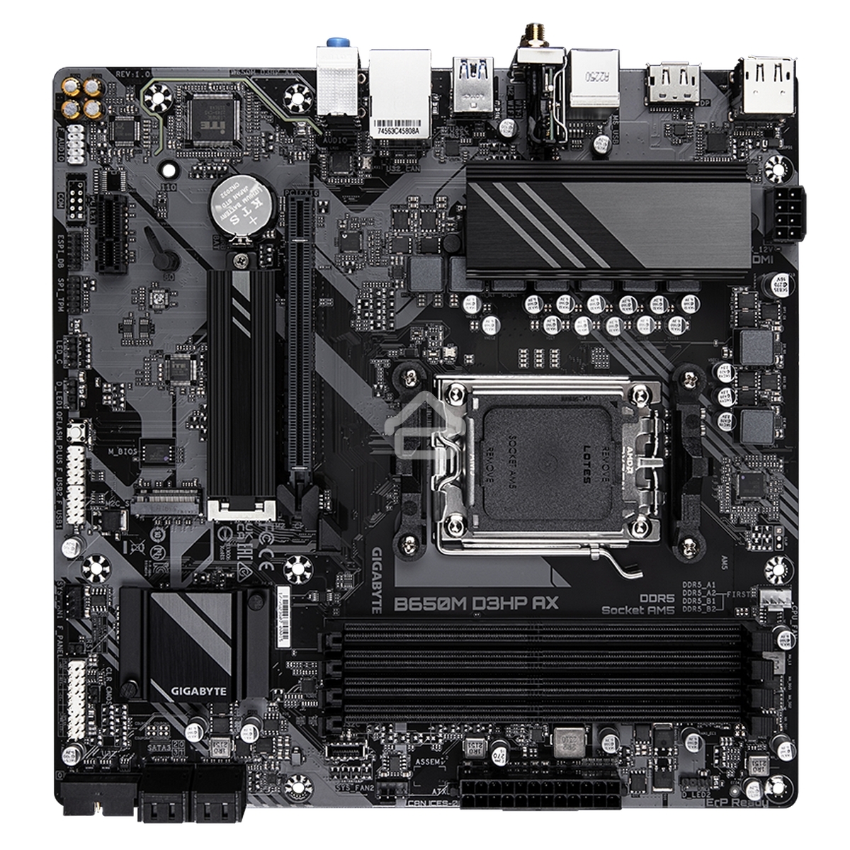 Материнская плата Gigabyte B650M D3HP AX (V1.2), AM5, AMD B650, 4xDDR5, 4xSATA, 2xM.2, 1xPCI-E 4.0 x16, 1xPCI-E 4.0 x1, 3xUSB-A 3.2 Gen 1, 1xUSB-C 3.2 Gen 2, 1x 2.5Gb LAN, 3x3.5 мм, 7.1, Micro-ATX