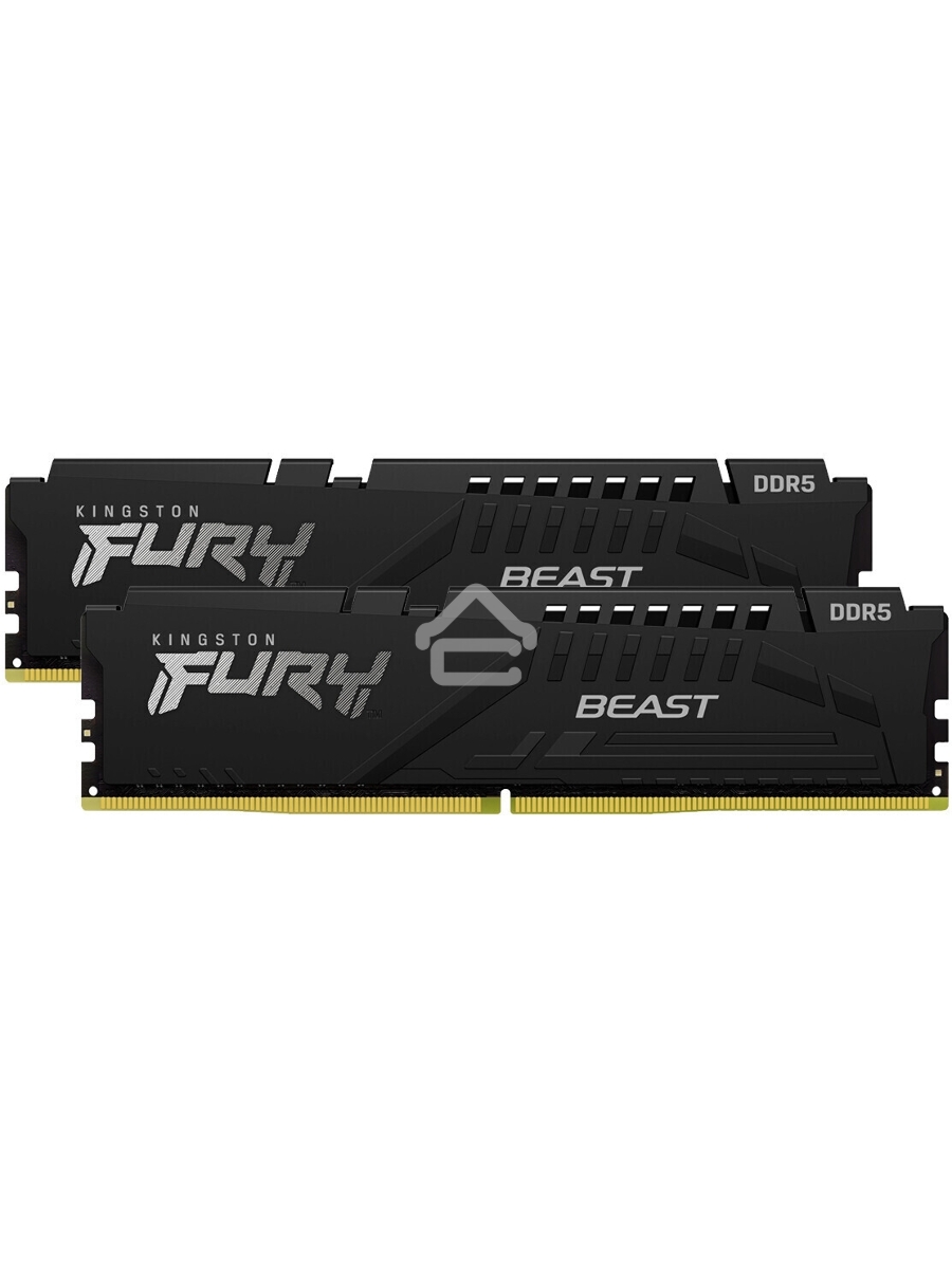 Оперативная память Kingston Fury Beast, DDR5, 32GB (2x16GB), 5600MHz, CL36, DIMM, с радиаторами, черный