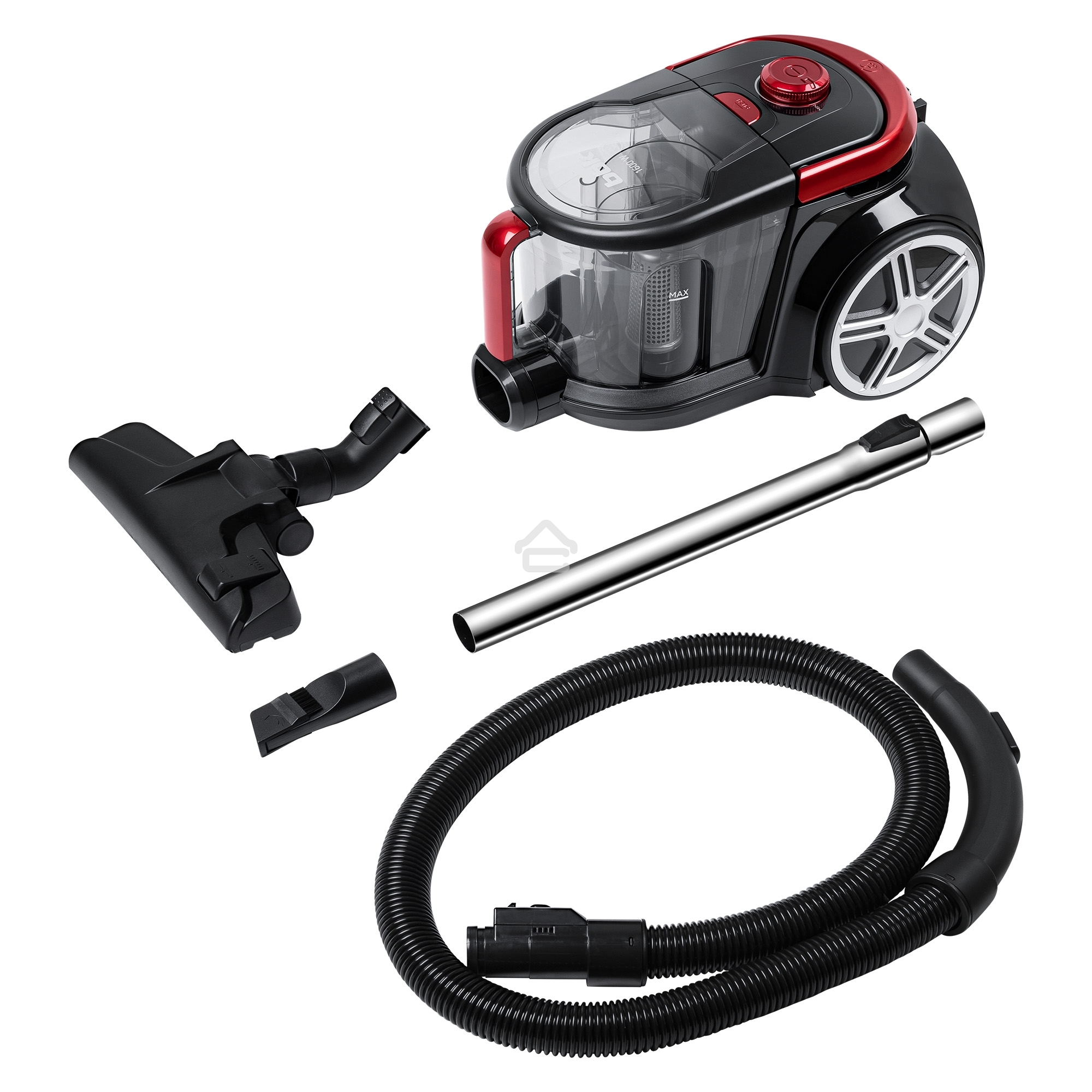 Пылесос BBK BV1801 бургунди, 300/1600 Вт, уборка сухая, пылесборник контейнер, 2 л