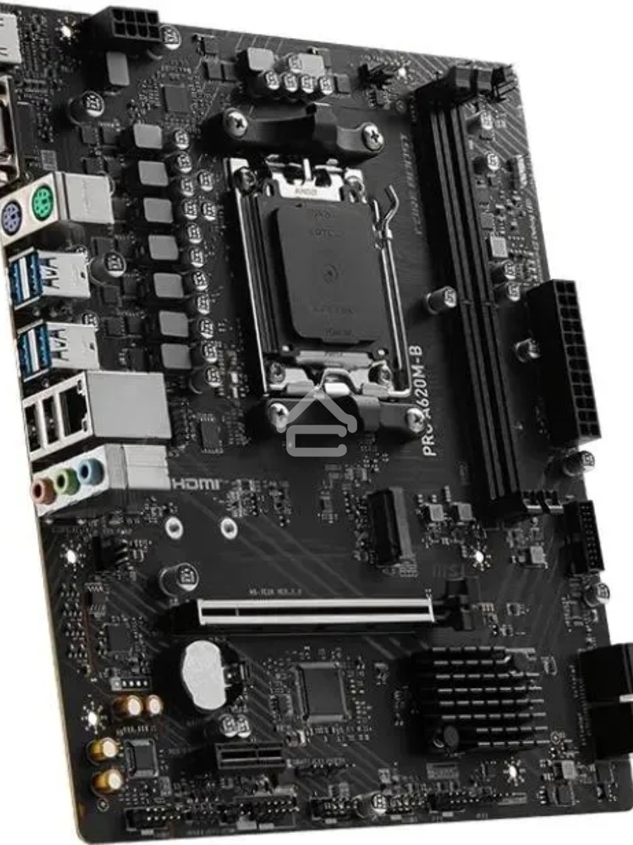 Материнская плата MSI PRO A620M-B, AM5, AMD A620, 2xDDR5, 4xSATA, 1xM.2 (PCIe 4.0 x4), 1xPCIe 4.0 x16, 1xPCIe 3.0 x1, 1xHDMI, 1xVGA, 1x2.5Gb LAN, 6xUSB-A 5Gbps, 6xUSB-A 2.0, 3x3.5 мм, 7.1, mATX