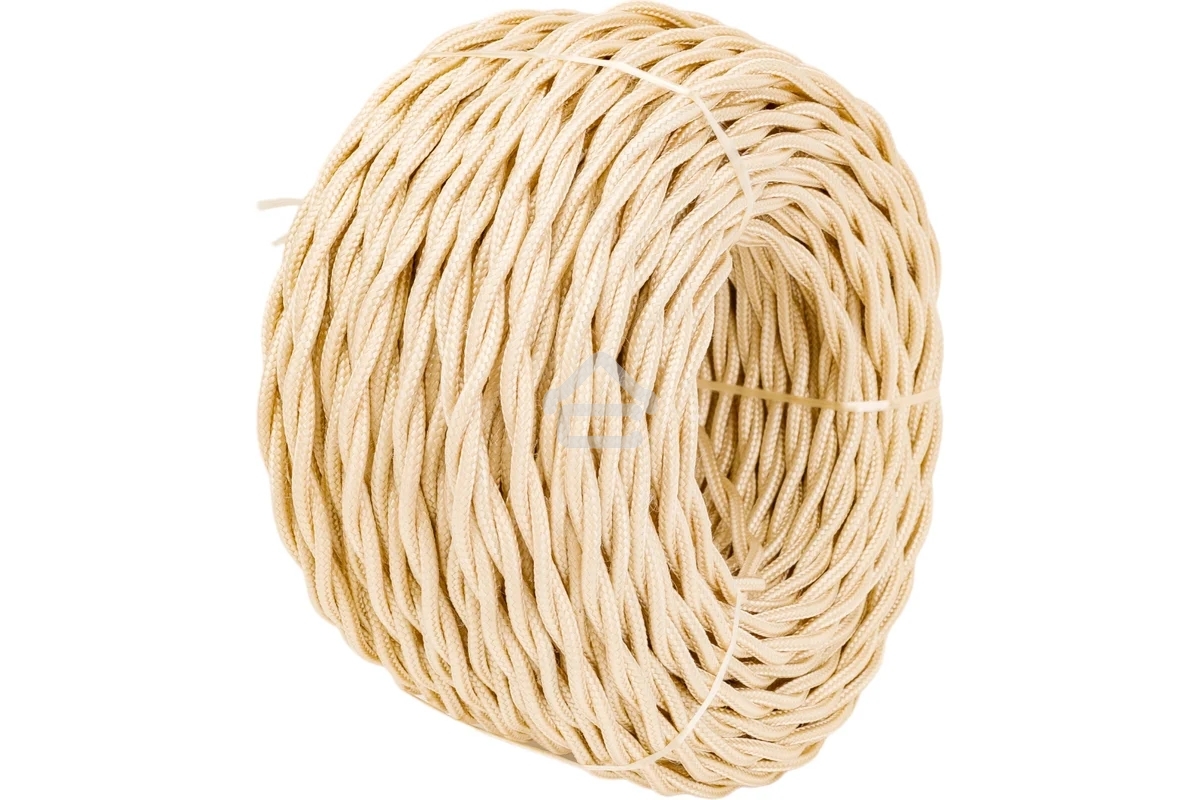 Провод ретро Bironi B1-424-719-50 2х1.5 матовый, песочное золото (уп. 50 м)