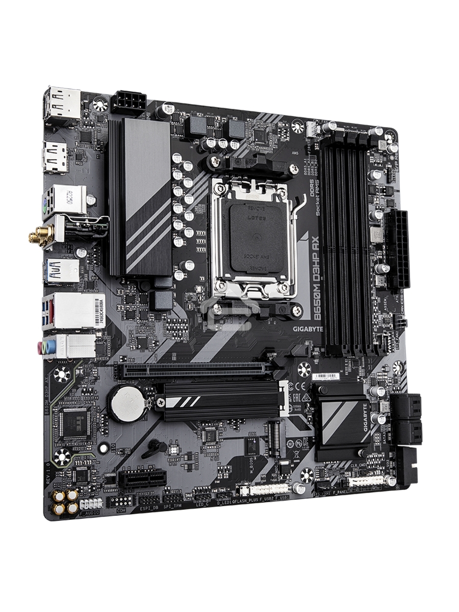 Материнская плата Gigabyte B650M D3HP AX, AM5, AMD B650, 4xDDR5, 4xSATA, 2xM.2, 1xPCI-E 4.0 x16, 1xPCI-E 4.0 x1, 3xUSB-A 3.2 Gen 1, 1xUSB-C 3.2 Gen 2, 1x 2.5Gb LAN, 3x3.5 мм, 7.1, Micro-ATX