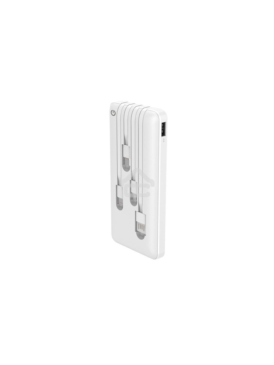 Мобильный аккумулятор Powerbank Perfeo ABSOLUTE 10000mah In Micro usb,USB /Out USB,Micro usb,Type-C,Lightning, 2.1А/ белый (PF_B4879)