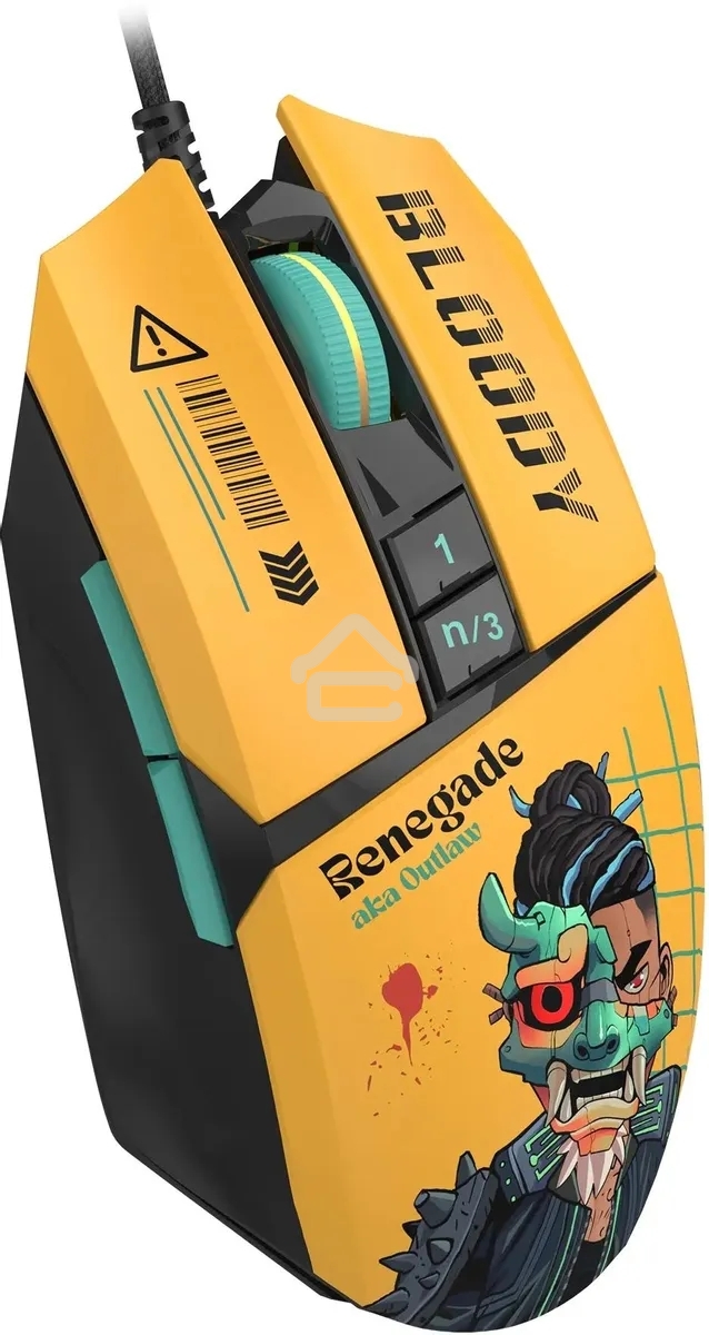 Мышь проводная A4Tech Bloody W63 Max Renegade желтый, 12000 dpi, USB, кнопки - 7