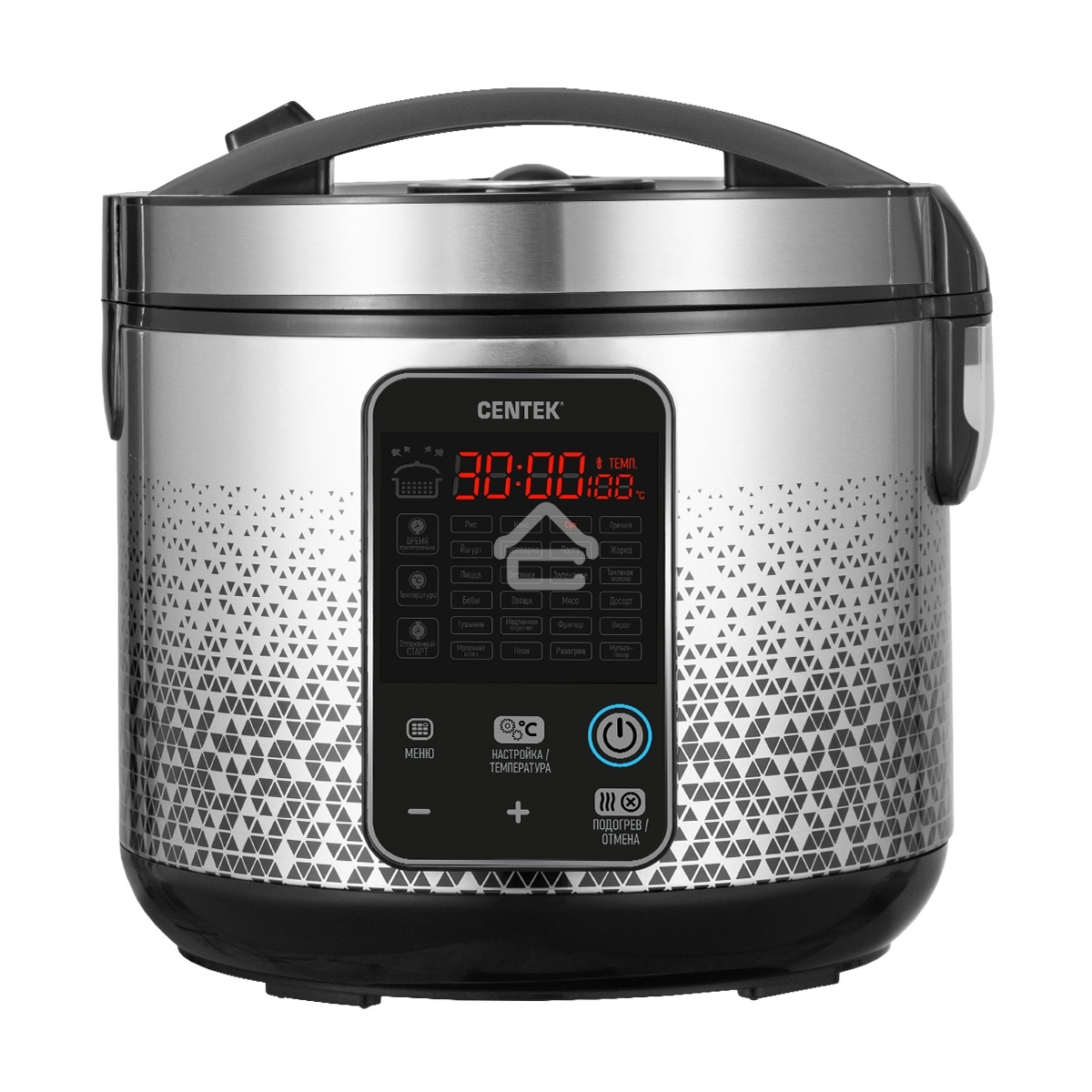 Мультиварка Centek CT-1499 (черный/сталь) 900Вт, 5.0л, 25 программ, мультиповар, антиприг. покрытие