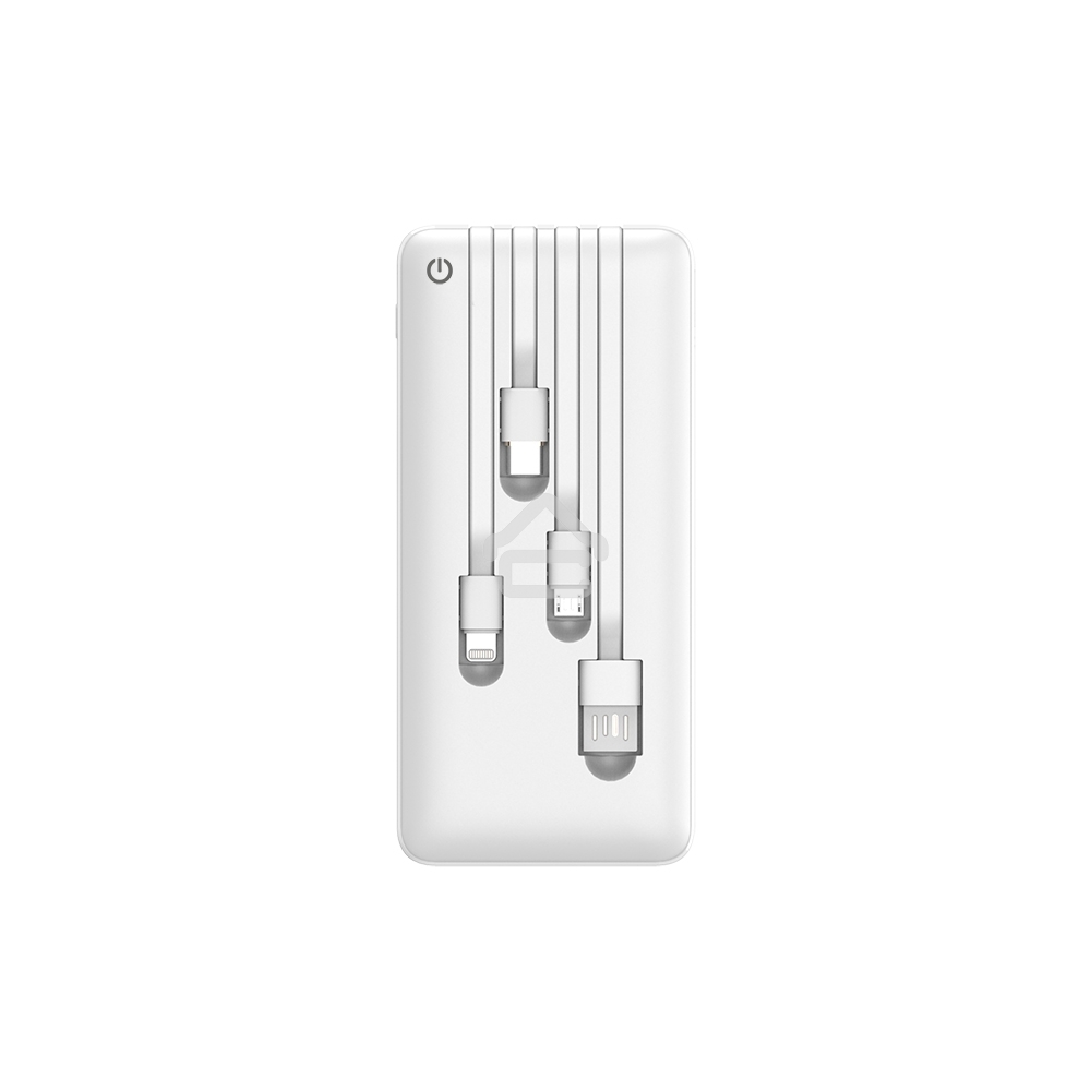 Портативный аккумулятор Powerbank Perfeo ABSOLUTE 10000mah In Micro usb,USB /Out USB,Micro usb,Type-C,Lightning, 2.1А/ белый (PF_B4879)