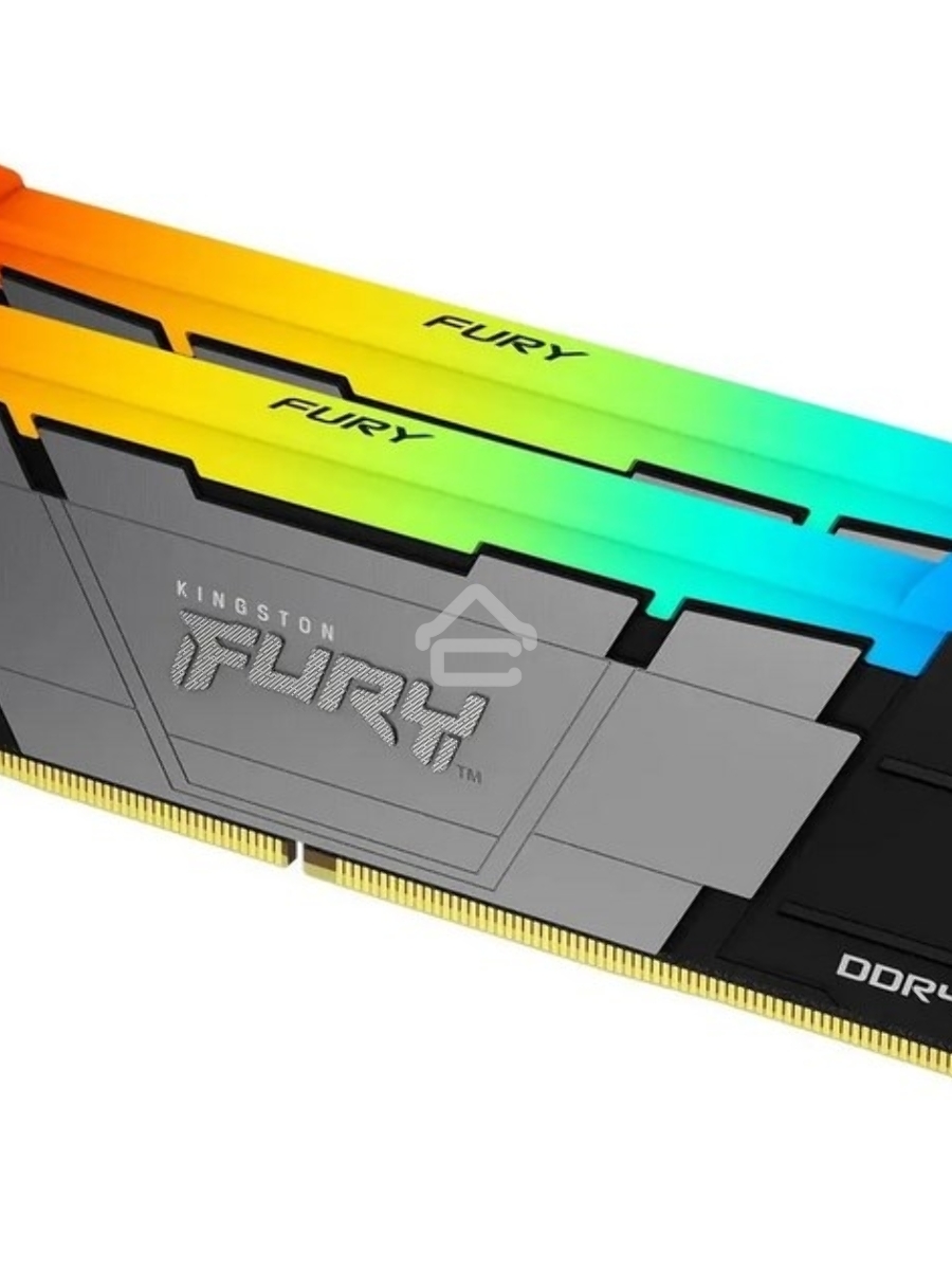 Оперативная память Kingston Fury Renegade, DDR4, 32GB (2x16GB), 3200MHz, CL16, DIMM, с радиатором, RGB, серебристый/чёрный