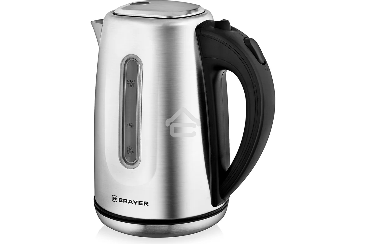 Чайник электрический BRAYER BR1014, 2200 Вт, 1,7 л, нержав.сталь, индикат. уровн. воды, автоотключ