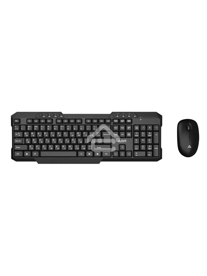 Клавиатура и мышь ABR KW807 черный, интерфейс USB, беспроводной, 2.4G, RU/EN
