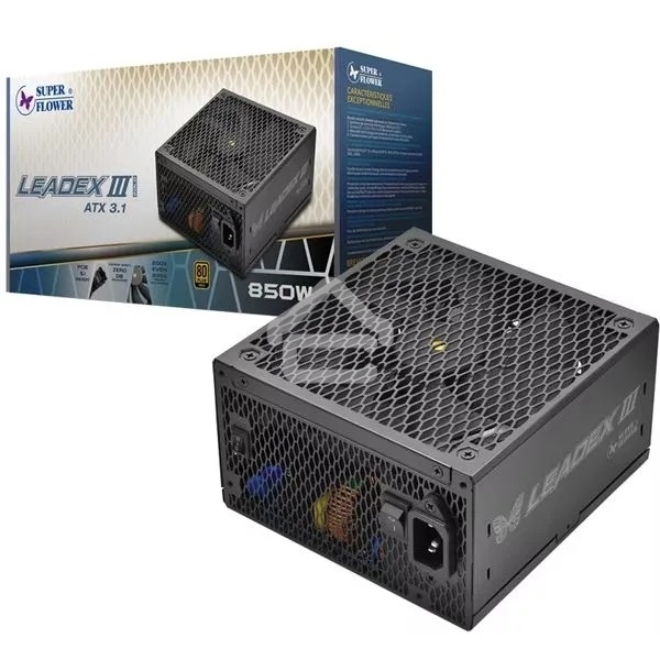 Блок питания Super Flower Power Supply Leadex III Gold SF-850F14GE(GL), 850W, ATX 3.1, 140мм, 8xSATA, 3xPCI-E(6+2), 1x12VHPWR(12+4), APFC, 80 PLUS Gold, Full Modular