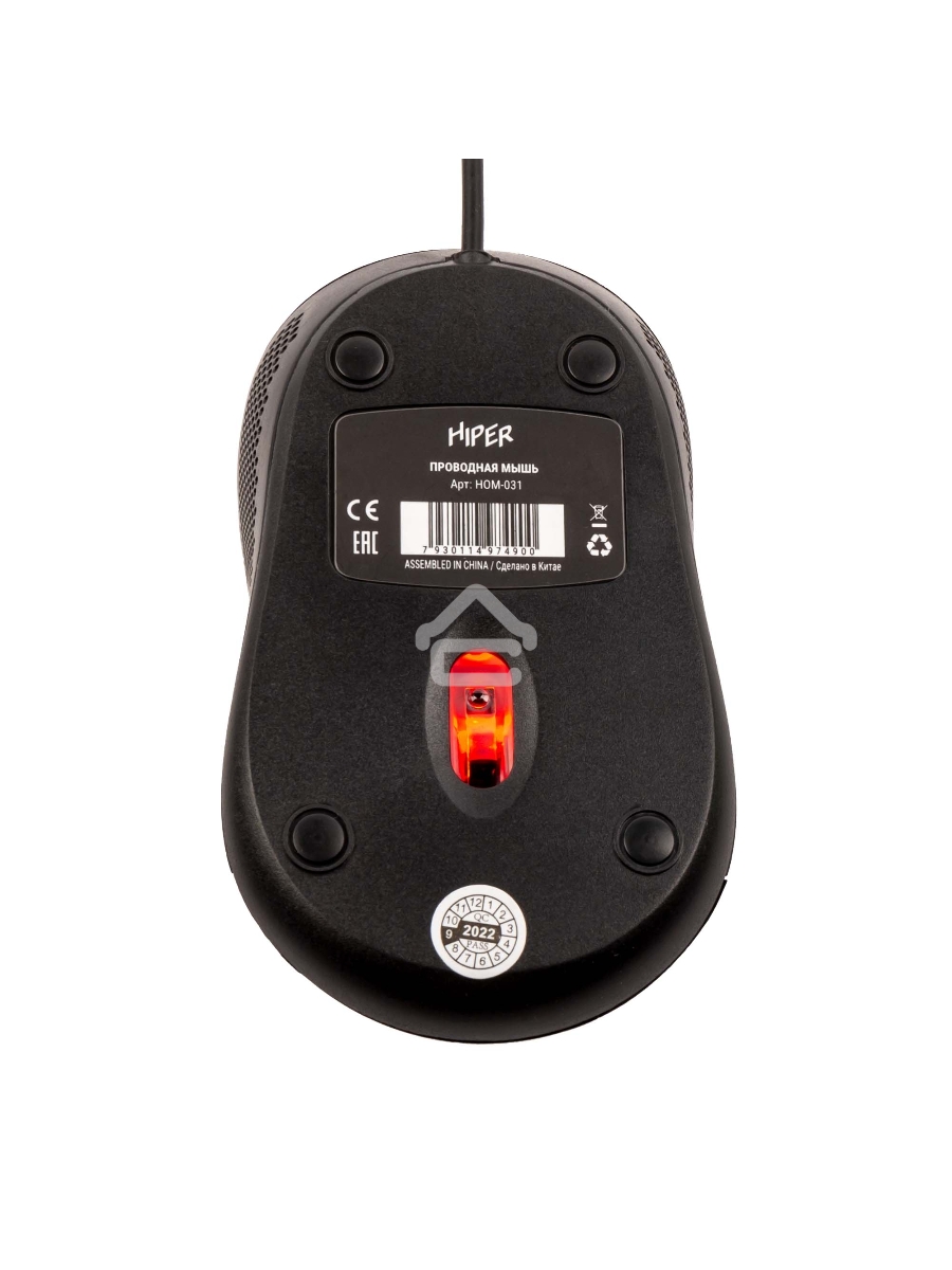 Мышь проводная HIPER HOM-031 черный, 1000 dpi, USB, кнопки - 3