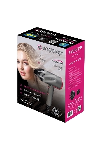 Фен Endever Aurora-479, Мощность 2400 Вт, Режим «холодный воздух», 2 скоростных режима, покрытие Soft Touch