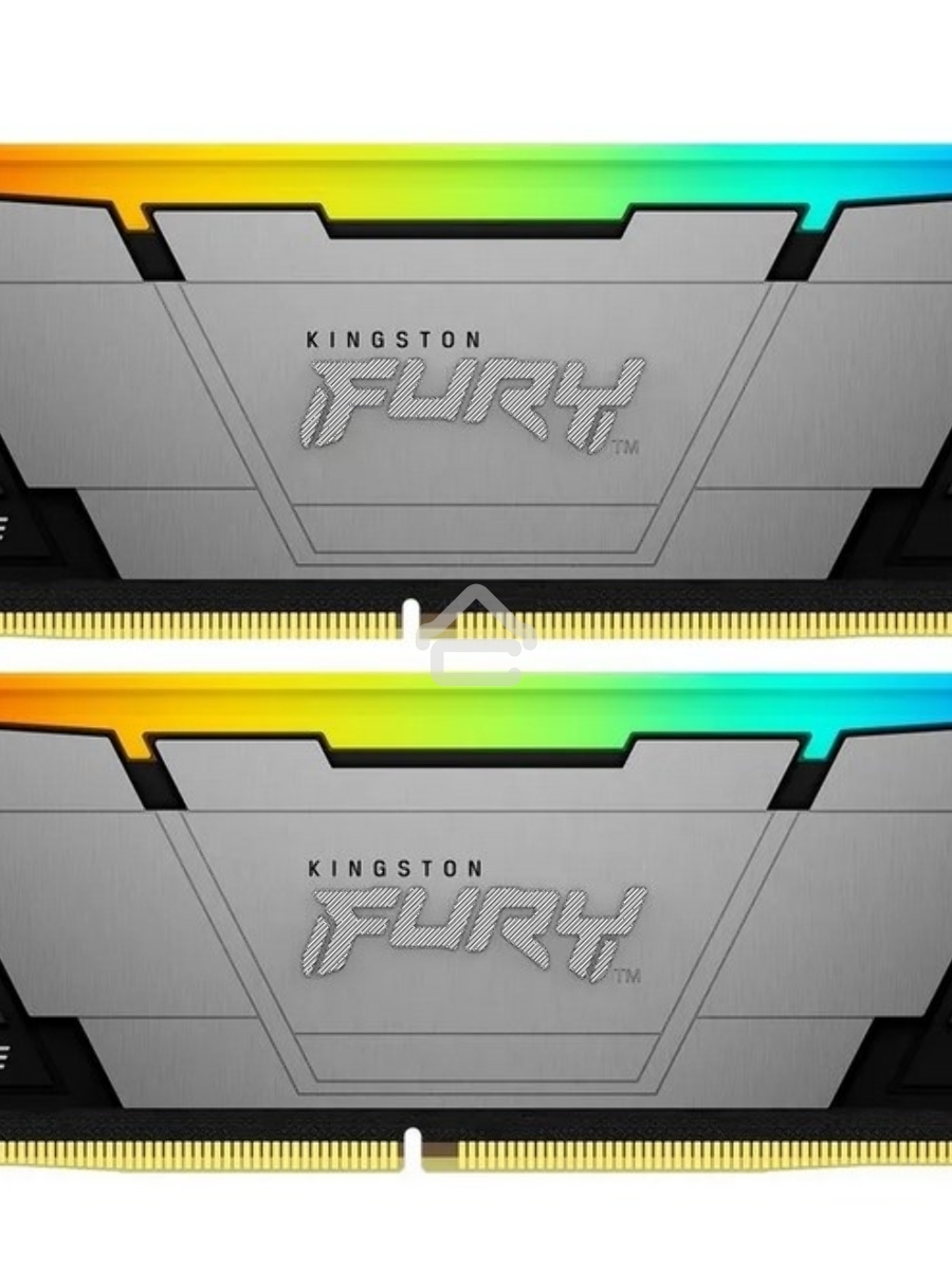 Оперативная память Kingston Fury Renegade, DDR4, 32GB (2x16GB), 3200MHz, CL16, DIMM, с радиатором, RGB, серебристый/чёрный