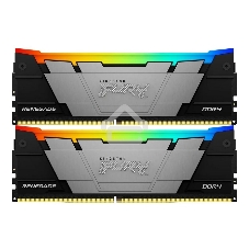 Оперативная память Kingston Fury Renegade, DDR4, 32GB (2x16GB), 3200MHz, CL16, DIMM, с радиатором, RGB, серебристый/черный