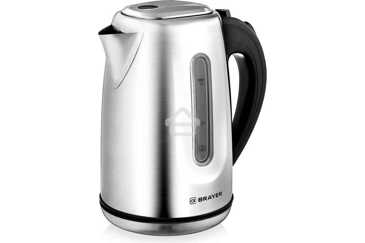 Чайник электрический BRAYER BR1014, 2200 Вт, 1,7 л, нержав.сталь, индикат. уровн. воды, автоотключ