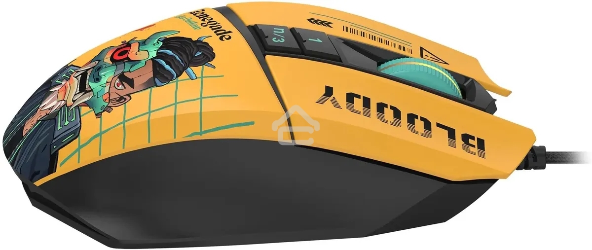 Мышь проводная A4Tech Bloody W63 Max Renegade желтый, 12000 dpi, USB, кнопки - 7