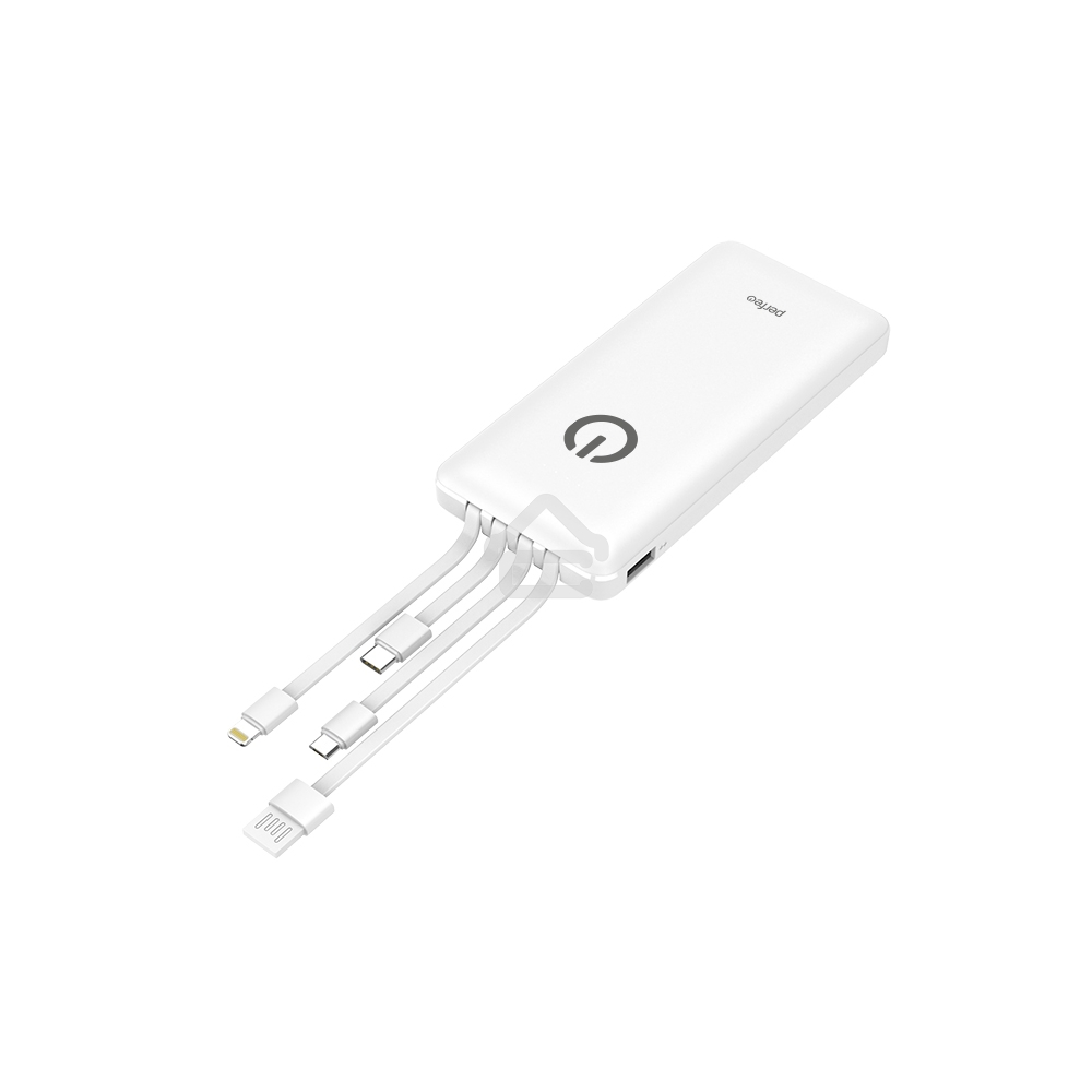 Портативный аккумулятор Powerbank Perfeo ABSOLUTE 10000mah In Micro usb,USB /Out USB,Micro usb,Type-C,Lightning, 2.1А/ белый (PF_B4879)