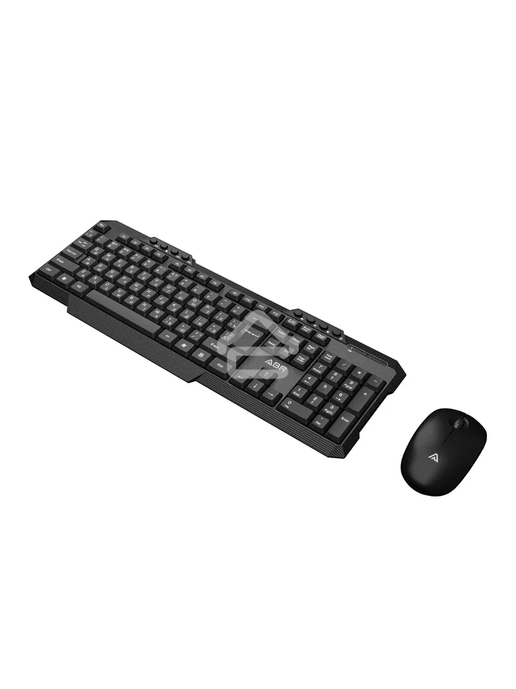 Клавиатура и мышь ABR KW807 черный, интерфейс USB, беспроводной, 2.4G, RU/EN
