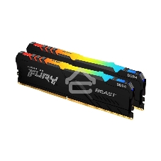 Оперативная память Kingston Fury Beast, DDR4, 16GB (2x8GB), 3200MHz, CL16, DIMM, с радиатором, RGB, черный