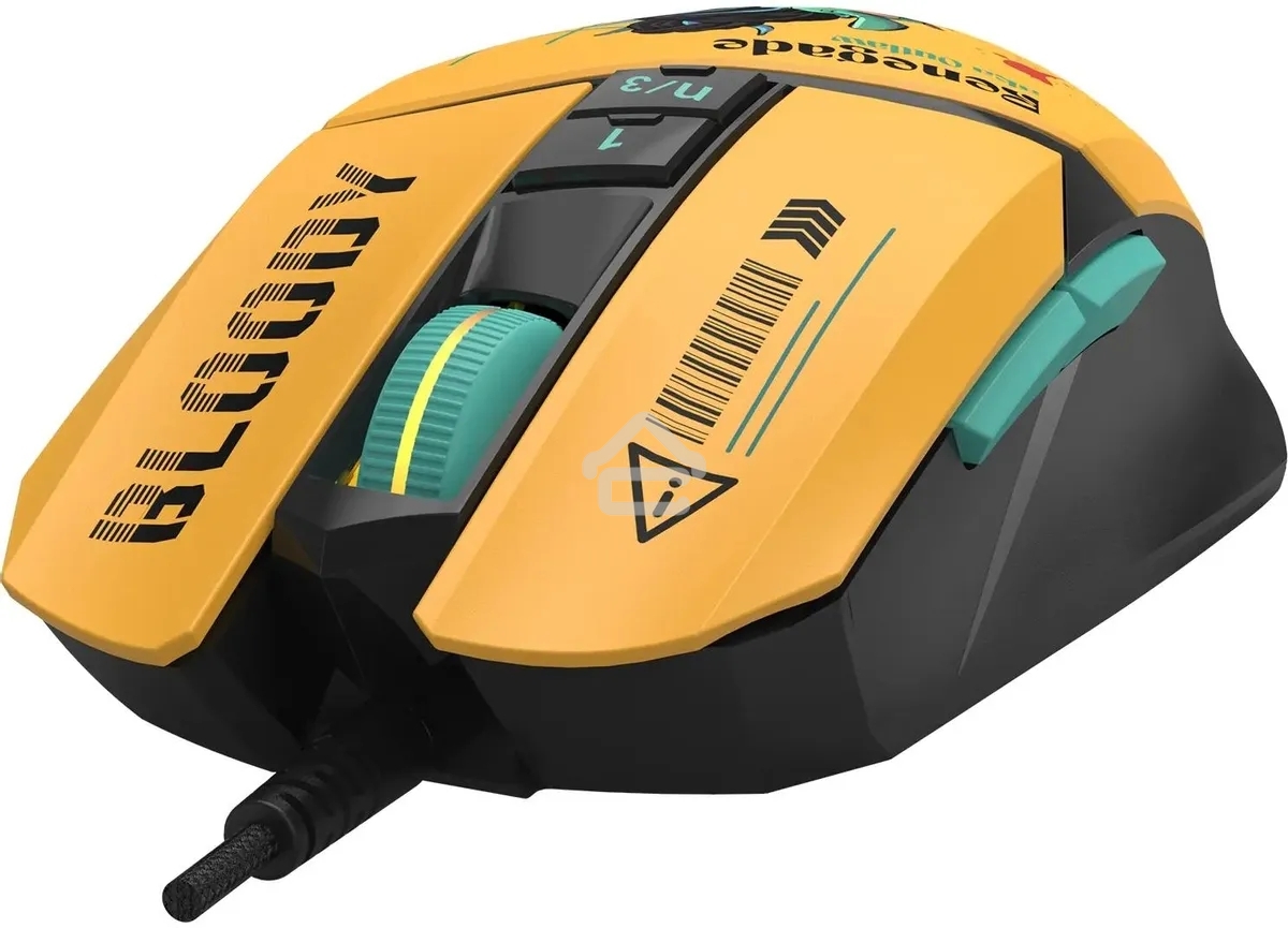 Мышь проводная A4Tech Bloody W63 Max Renegade желтый, 12000 dpi, USB, кнопки - 7
