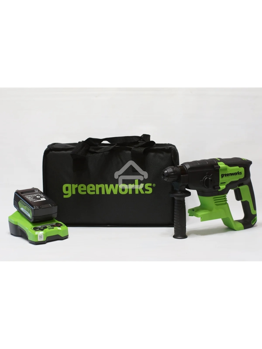 Перфоратор аккумуляторный бесщеточный GreenWorks GD24SDS2 2 ДЖ, 24V, c 1хАКБ 4 Ач и ЗУ в сумке (3803007UB)