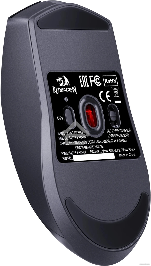 Мышь беспроводная Defender Redragon K1ng 4K Pro черный, 26000 dpi, радиоканал, Bluetooth, USB, кнопки - 5