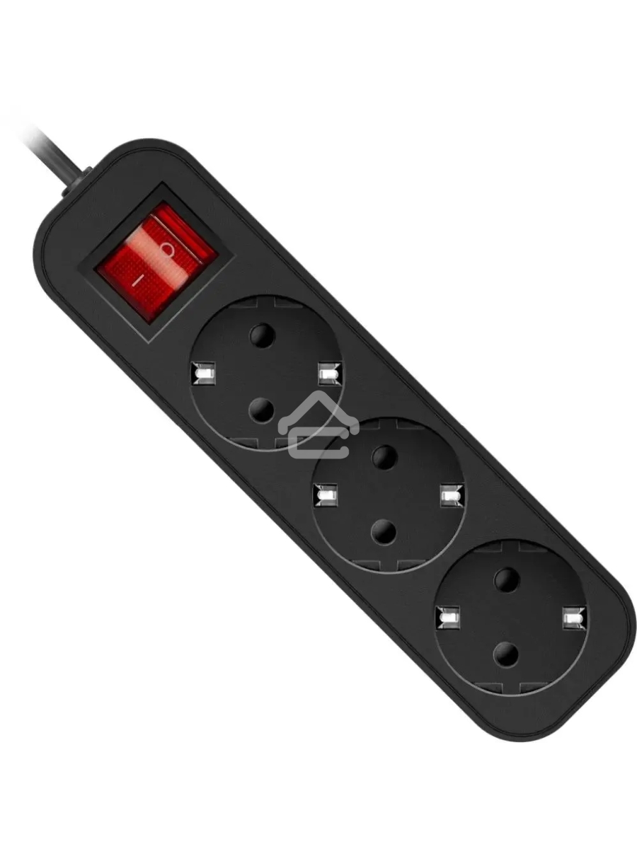 Удлинитель Defender G350 чёрный, 5 м, EURO, 3 розетки, 2200 Вт