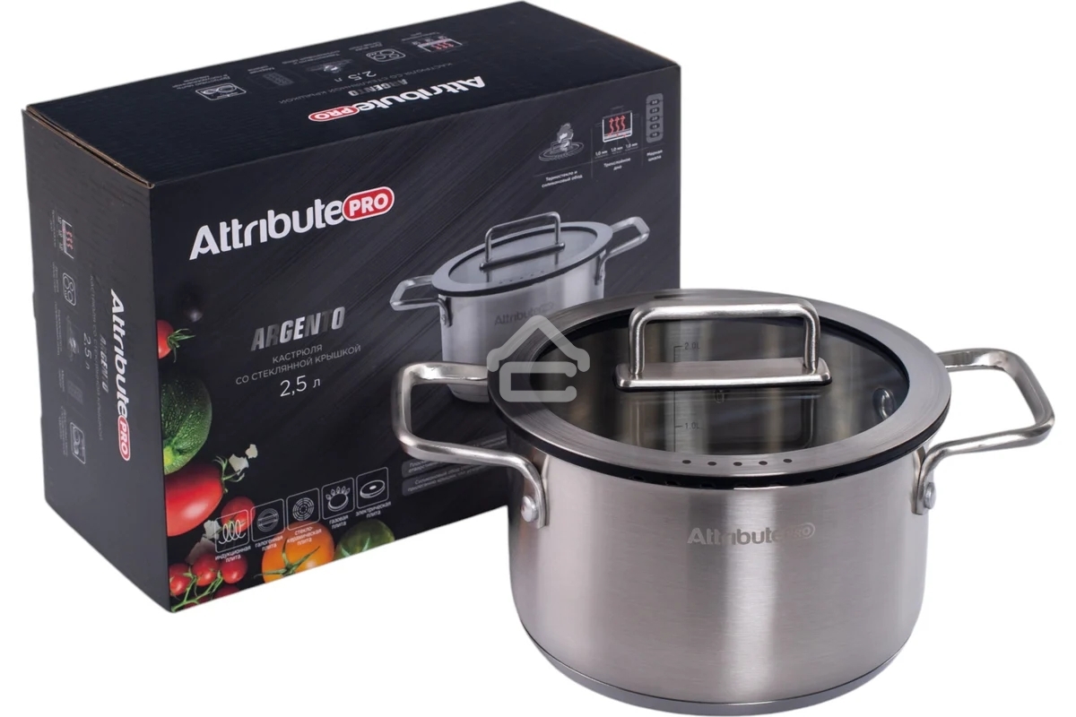 Кастрюля ATTRIBUTE ASA002 ARGENTO 2.5л 18см индукция